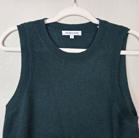 Veronica Beard Womens Sz M Jerrel All Cashmere Pull Over Tank  Pine Sleeveless - Picture 2 of 9